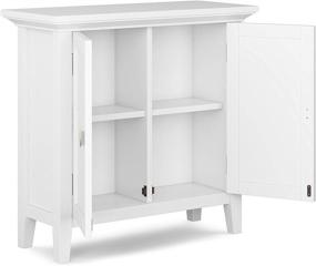 img 2 attached to 🔳 SOLID WOOD 32 inch Rustic Low Storage Cabinet in White by SIMPLIHOME: Redmond Series