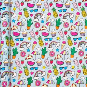 img 2 attached to 🎁 B-THERE Birthday Gift Wrap Wrapping Paper for Boys, Girls, and Adults. 6 Adorable and Hilarious Designs - 6 ft X 30 ft Rolls! Featuring Cactus, Fruit, Rainbows, Rainbow Sprinkles, Pizza, Balloons, and Donuts