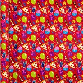 img 1 attached to 🎁 B-THERE Birthday Gift Wrap Wrapping Paper for Boys, Girls, and Adults. 6 Adorable and Hilarious Designs - 6 ft X 30 ft Rolls! Featuring Cactus, Fruit, Rainbows, Rainbow Sprinkles, Pizza, Balloons, and Donuts