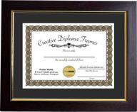 🖼️ 11x14 matted mahogany diploma frame with gold lip, black/white core mat - creative picture frames, holds 8.5x11-inch media, installed hangers логотип