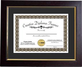 img 4 attached to 🖼️ 11x14 Matted Mahogany Diploma Frame with Gold Lip, Black/White Core Mat - Creative Picture Frames, Holds 8.5x11-inch Media, Installed Hangers