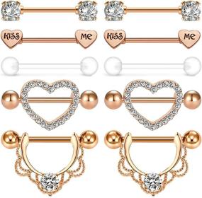 img 4 attached to 🔒 Surgical Steel Nipple Shield Rings: Stylish CZ Piercing Jewelry Retainer for Women and Men - Available in Packs of 4-18