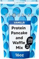 flourish vanilla protein pancake & waffle mix - fortified with flax seed and whey protein isolate - non-gmo, no added sugar - superfood blend - high protein & fiber - just add water - 16oz logo