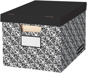 img 4 attached to Organize in Style: Bankers Box Decorative Storage Box with Lids, Black and White, 10pk (0035501)