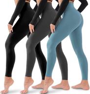 👖 top-rated 3 pack leggings for women: no see-through, high waisted tummy control yoga pants for workout & running logo