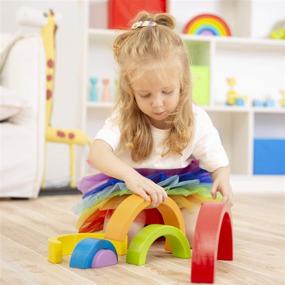 img 3 attached to 🌈 Lewo Wooden Rainbow Stacker: Captivating Educational Toy for Kids, Babies & Toddlers