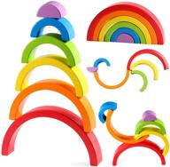 🌈 lewo wooden rainbow stacker: captivating educational toy for kids, babies & toddlers logo