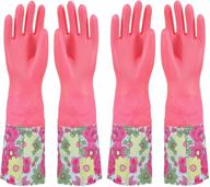 🧤 leneyizie dishwashing gloves, cleaning gloves, kitchen and household cleaning/washing dishes gloves, latex free, long cuff, long sleeve, lined, pink, 2 pairs, large size... logo