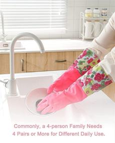 img 1 attached to 🧤 LENEYIZIE Dishwashing Gloves, Cleaning Gloves, Kitchen and Household Cleaning/Washing Dishes Gloves, Latex Free, Long Cuff, Long Sleeve, Lined, Pink, 2 Pairs, Large Size...