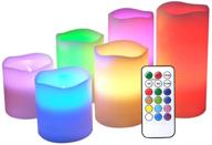 dromance flameless led flickering candles set of 6, battery operated with 18-key remote timer, color changing real wax pillar candles for indoor halloween christmas romantic decor (3x3-6 inches) logo