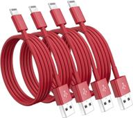 📱 4-pack [apple mfi certified] 6ft apple charging cables, lightning cable 6-foot iphone chargers, fast charging cord for iphone 12/11/11pro/11max/x/xs/xr/xs max/8/7, ipad (01red) logo