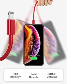 img 1 attached to 📱 4-Pack [Apple MFi Certified] 6ft Apple Charging Cables, Lightning Cable 6-Foot iPhone Chargers, Fast Charging Cord for iPhone 12/11/11Pro/11Max/X/XS/XR/XS Max/8/7, iPad (01Red)