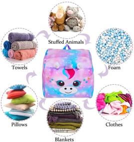 img 1 attached to 🦄 Kids' Room Organizer and Decor: Unicorn Bean Bag Chair Cover - Stuffed Animal Storage, 24x24in (Cover Only)
