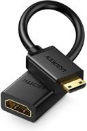 🔌 ugreen mini hdmi adapter: 4k compatible mini hdmi to hdmi female cable adapter for raspberry pi zero w, dslr camera, camcorder, laptop, pico projector, tablet - 8 inch logo