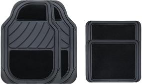 img 3 attached to 🚗 High-Quality Set of 4 Rubber and Carpet Auto Floor Mats for Cars, SUVs, Trucks, Vans - August Universal Fit