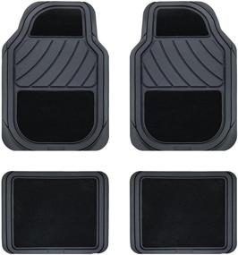 img 4 attached to 🚗 High-Quality Set of 4 Rubber and Carpet Auto Floor Mats for Cars, SUVs, Trucks, Vans - August Universal Fit