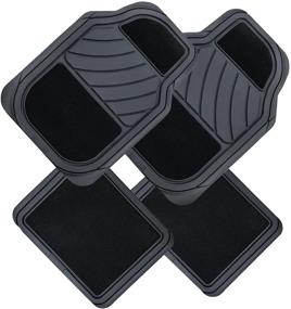 img 2 attached to 🚗 High-Quality Set of 4 Rubber and Carpet Auto Floor Mats for Cars, SUVs, Trucks, Vans - August Universal Fit