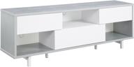 newport ventura 60-inch tv stand by convenience concepts - gray faux croc and white finish logo