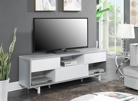 img 1 attached to Newport Ventura 60-inch TV Stand by Convenience Concepts - Gray Faux Croc and White Finish