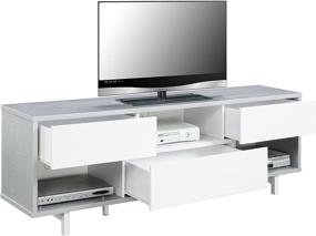 img 2 attached to Newport Ventura 60-inch TV Stand by Convenience Concepts - Gray Faux Croc and White Finish