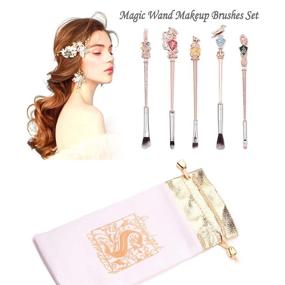 img 3 attached to 💄 Precious Potter Makeup Brush Set: 5pcs Metal Magic Eye Shadow Eyeliner Blending Pencil Lip Brush Tools in Rose Gold - Comes with a Gift Bag