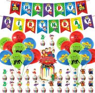 🎉 the wiggles themed birthday party decorations: 44-piece party supply set for kids with happy birthday banner, cake card, cupcake toppers, balloons & garland логотип