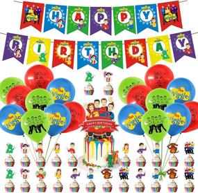 img 4 attached to 🎉 The Wiggles Themed Birthday Party Decorations: 44-Piece Party Supply Set for Kids with Happy Birthday Banner, Cake Card, Cupcake Toppers, Balloons & Garland