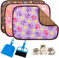 🐹 guinea pig cage liner 3-pack with cleaning tool - double-sided 2-in-1 bedding mat for summer cooling and winter warmth - waterproof pee pad for guinea pigs, hamsters, and ferrets - absorbent, 3 color options (15.7" x 11.7") logo