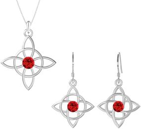 img 3 attached to 🔥 Celtic Knot Pendant Necklace and Earrings Set - Sterling Silver Jewelry for Women