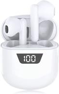 🎧 bluetooth 5.0 wireless earbuds with charging case, 3d stereo earpods air buds, deep bass touch control headphones, open lid auto pairing for android/samsung/apple iphone logo