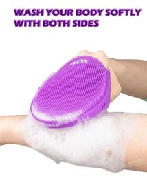 img 1 attached to 🧤 HEETA 2-Pack Glove-Shaped Body Brush: Wet and Dry Brushing, Silicone Bath Brush for Exfoliating, Massage, and Improved Blood Circulation - Black & Purple