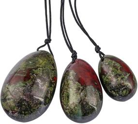 img 3 attached to 🐉 TUMBEELLUWA Dragon Bloodstone Yoni Egg Crystal Set - 3 PCS Drilled Massage Stones for Women's Pelvic Muscle Training, Kegel Exercises, and Healing