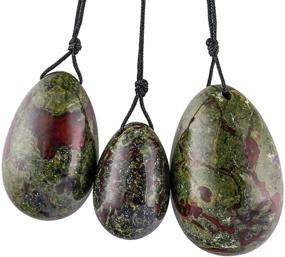 img 2 attached to 🐉 TUMBEELLUWA Dragon Bloodstone Yoni Egg Crystal Set - 3 PCS Drilled Massage Stones for Women's Pelvic Muscle Training, Kegel Exercises, and Healing