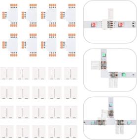 img 4 attached to 🔌 Versatile 4-Pin LED Strip Connector Set with Cuttable T Shape Connectors - Easy Solderless Connection for 10mm RGB LED Lights Strip (20 Clips + 8 PCB Pieces)