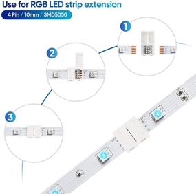 img 3 attached to 🔌 Versatile 4-Pin LED Strip Connector Set with Cuttable T Shape Connectors - Easy Solderless Connection for 10mm RGB LED Lights Strip (20 Clips + 8 PCB Pieces)