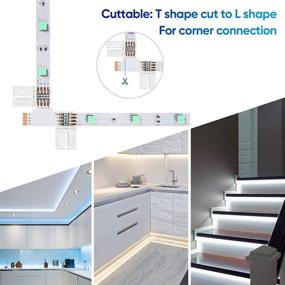 img 2 attached to 🔌 Versatile 4-Pin LED Strip Connector Set with Cuttable T Shape Connectors - Easy Solderless Connection for 10mm RGB LED Lights Strip (20 Clips + 8 PCB Pieces)