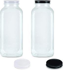 img 4 attached to 32oz Vintage Glass Milk Bottles (Set of 2) - Leak-Free Lids, Measuring Marks, Made in USA