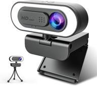 📷 1080p hd webcam with privacy cover and tripod - webcam with microphone ring light for desktop, laptop, pc, mac - ideal for skype, youtube, zoom, xbox one, studying, and video calling - web cameras for computers logo