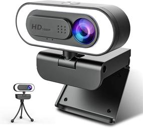 img 4 attached to 📷 1080P HD Webcam with Privacy Cover and Tripod - Webcam with Microphone Ring Light for Desktop, Laptop, PC, MAC - Ideal for Skype, YouTube, Zoom, Xbox One, Studying, and Video Calling - Web Cameras for Computers