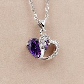 img 1 attached to 💎 Fashionable Austrian CZ Crystals Double Heart Pendant Necklace - Uloveido Valentines Gift N673