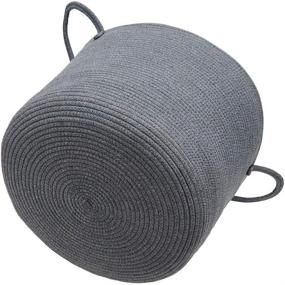 img 1 attached to XXL Cotton Rope Basket: 20''x15'' Woven Laundry & Toy Storage - Long Handles, Dark Gray