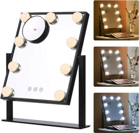 img 3 attached to Black Hollywood Makeup Mirror with Lights, Dimmable 10X Magnifying Mirror, Touch Control and 360 Degree Rotation - Vanity Mirror with 3 Colors Lighting Modes