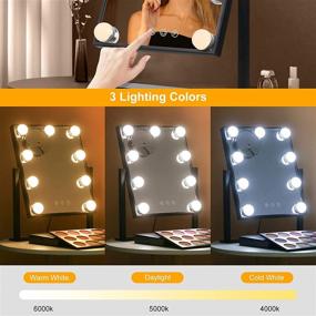 img 1 attached to Black Hollywood Makeup Mirror with Lights, Dimmable 10X Magnifying Mirror, Touch Control and 360 Degree Rotation - Vanity Mirror with 3 Colors Lighting Modes