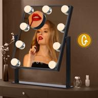 black hollywood makeup mirror with lights, dimmable 10x magnifying mirror, touch control and 360 degree rotation - vanity mirror with 3 colors lighting modes логотип