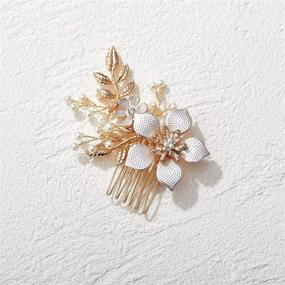 img 1 attached to 🌼 SWEETV Gold Bridal Hair Clip: Stunning Floral Hair Comb Barrette for Brides' Wedding