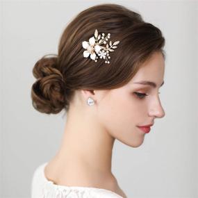 img 3 attached to 🌼 SWEETV Gold Bridal Hair Clip: Stunning Floral Hair Comb Barrette for Brides' Wedding