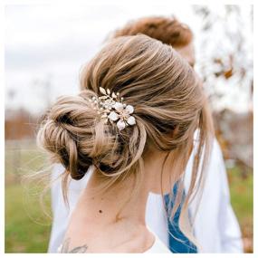 img 4 attached to 🌼 SWEETV Gold Bridal Hair Clip: Stunning Floral Hair Comb Barrette for Brides' Wedding