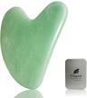 jade gua sha facial tool- natural jade stone guasha massage tool- scraping facial and spa acupuncture therapy- heart-shaped jade trigger point treatment on face (jade) logo