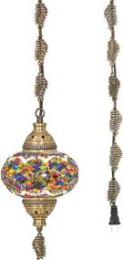 img 2 attached to 🔮 DEMMEX 2019 Swag Plug in Turkish Moroccan Mosaic Ceiling Hanging Light Lamp Chandelier Pendant Fixture Lantern - Elevate Your Décor with Versatile 20 Colors