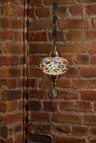 img 1 attached to 🔮 DEMMEX 2019 Swag Plug in Turkish Moroccan Mosaic Ceiling Hanging Light Lamp Chandelier Pendant Fixture Lantern - Elevate Your Décor with Versatile 20 Colors